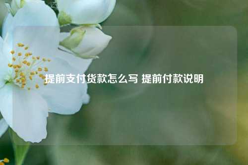 提前支付货款怎么写 提前付款说明