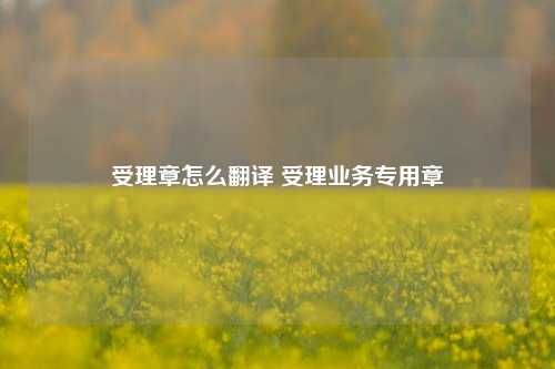 受理章怎么翻译 受理业务专用章