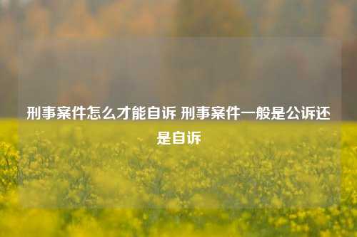 刑事案件怎么才能自诉 刑事案件一般是公诉还是自诉