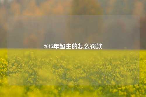 2015年超生的怎么罚款