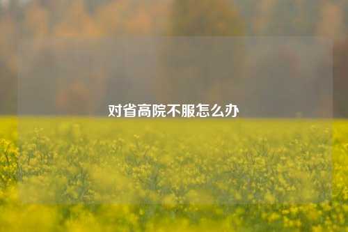 对省高院不服怎么办