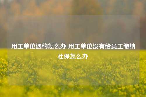 用工单位遇约怎么办 用工单位没有给员工缴纳社保怎么办