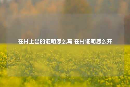 在村上出的证明怎么写 在村证明怎么开