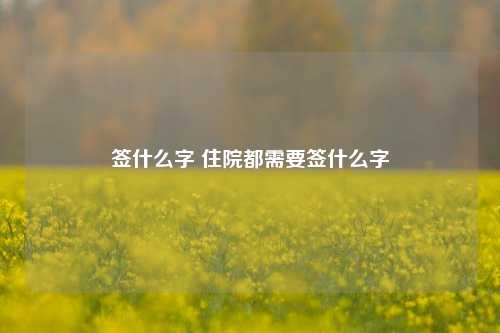 签什么字 住院都需要签什么字