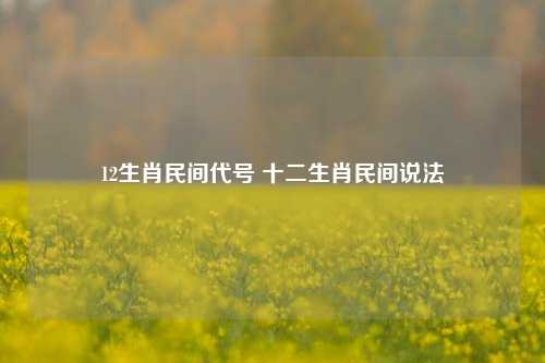 12生肖民间代号 十二生肖民间说法