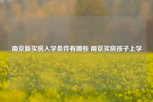 南京新买房入学条件有哪些 南京买房孩子上学