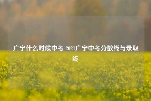 广宁什么时候中考 2021广宁中考分数线与录取线