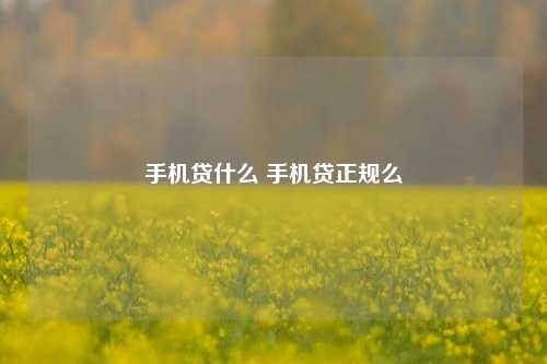 手机贷什么 手机贷正规么