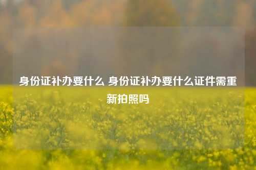 身份证补办要什么 身份证补办要什么证件需重新拍照吗