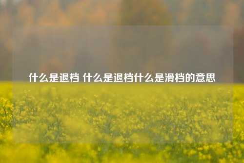 什么是退档 什么是退档什么是滑档的意思