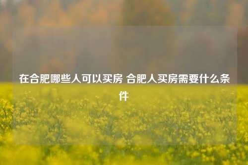 在合肥哪些人可以买房 合肥人买房需要什么条件