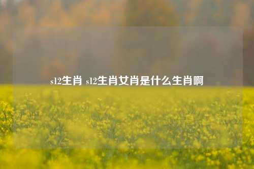 s12生肖 s12生肖女肖是什么生肖啊