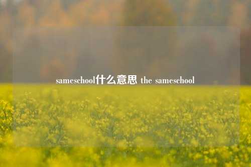 sameschool什么意思 the sameschool